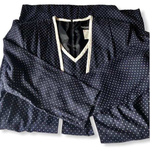 Vintage Michael Blair Rayon Polka Dot Jacket Dress Size 14 - Picture 2 of 9